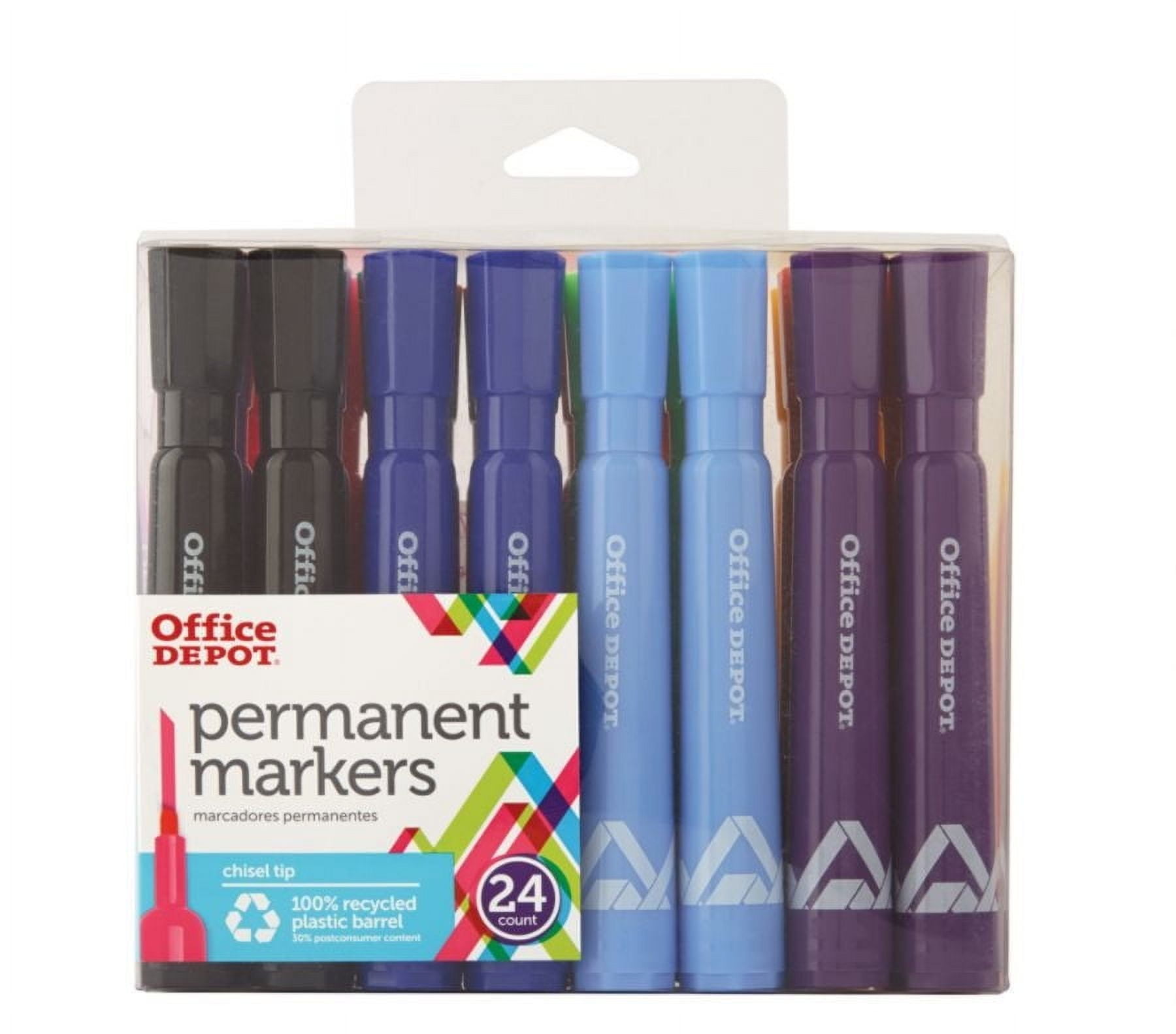 Office Depot® Brand Tank-Style Permanent Markers, Chisel Point