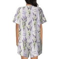 thumbnail image 3 of Naloa Lavender Flowers Women's Short-Sleeved Pajama Set, Loungewear, Summer pajamas, Breathable Cozy - 3X-Large, 3 of 9