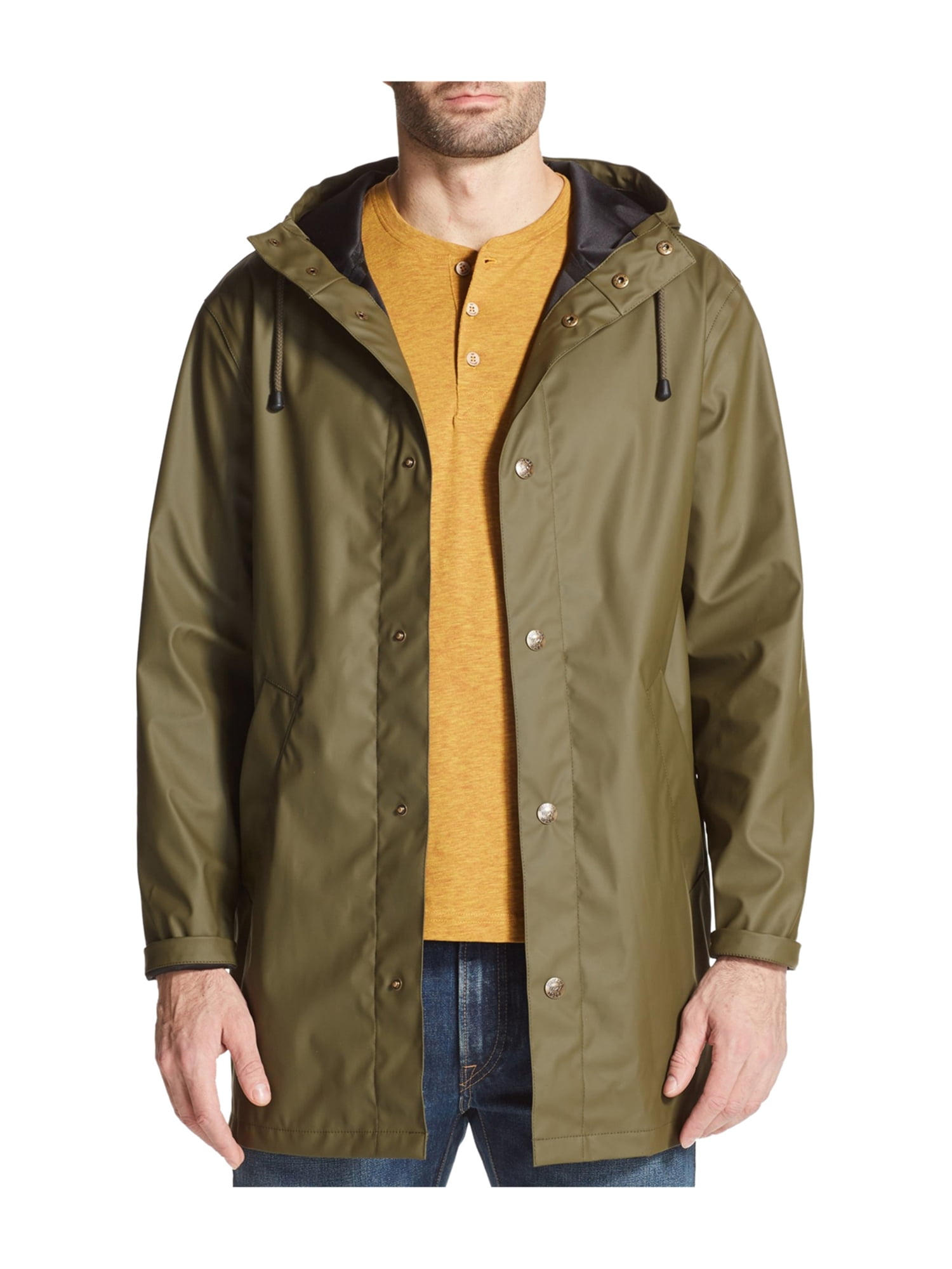 Weatherproof Mens Hooded Raincoat olive S Walmart Canada