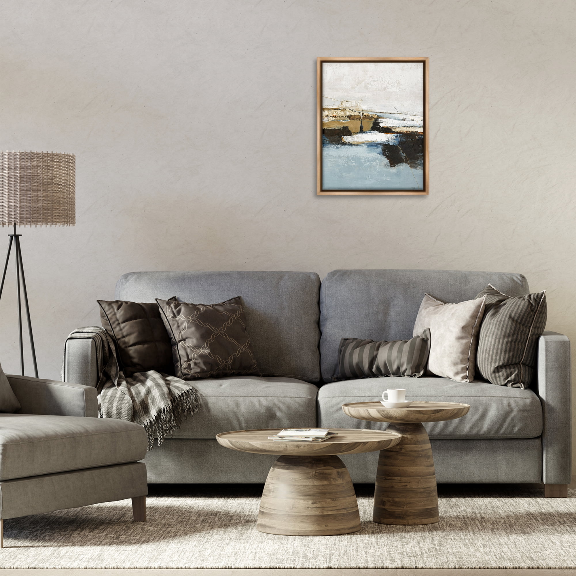 Stupell Industries Rustic Paint Nautical Design Abstract Painting Brown Floater Framed Canvas Art Print Wall Art, 17 x 21