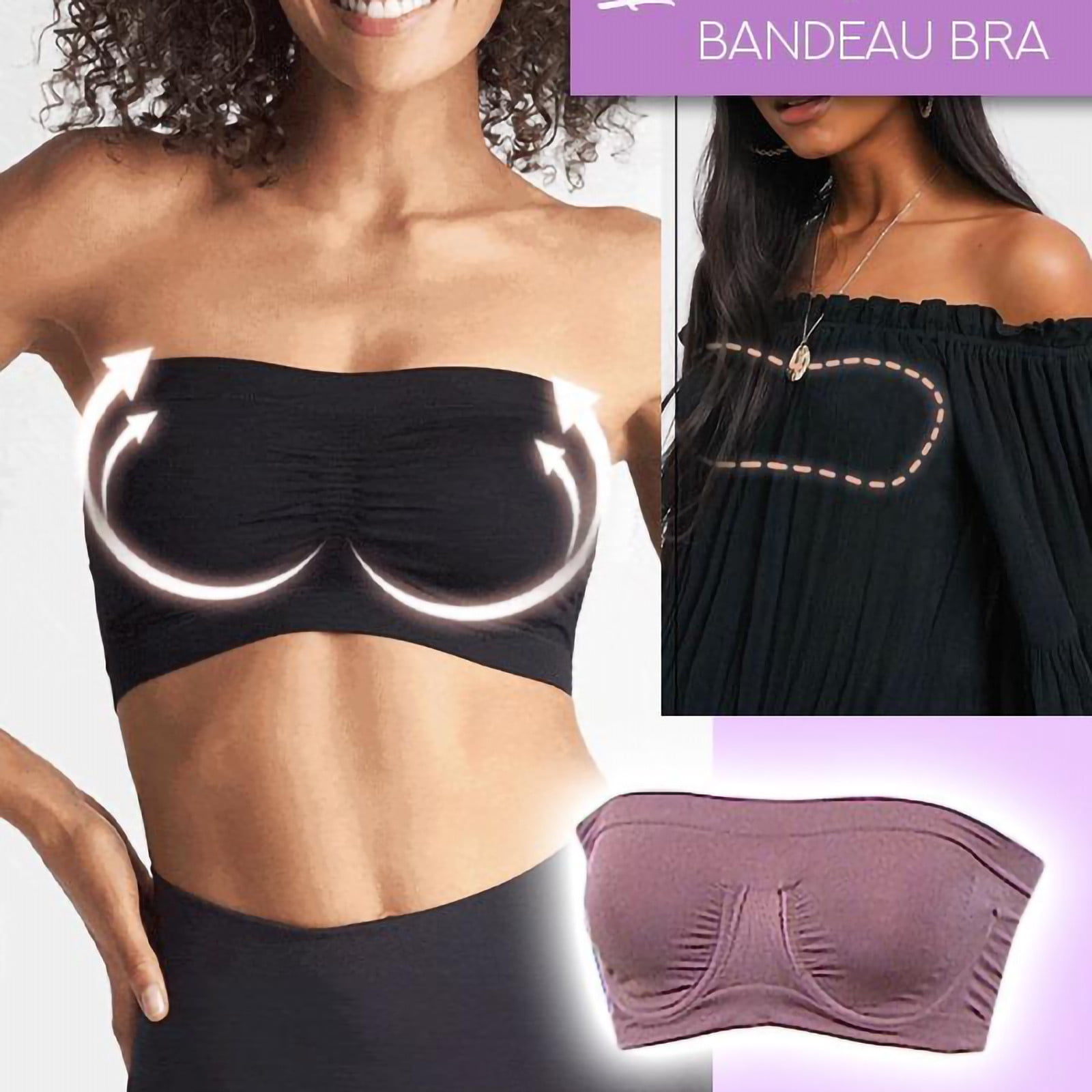 Honeeladyy Women's One-Piece Bra Everyday Underwear Strapless Polishing Bra  Bandeau Stretchy and comfortable strapless bras 