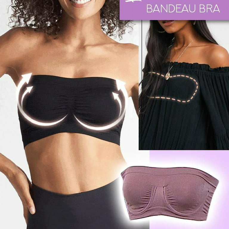 Zpanxa Nursing Bras Womens One-Piece Bra Everyday Underwear Strapless  Polishing Bra Bandeau Tube Tops for Women Sports Bras Black L 