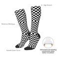 thumbnail image 5 of Knee High Socks for Women Checkerboard Black And White Long Tube Sock Uniform Socks, 5 of 7