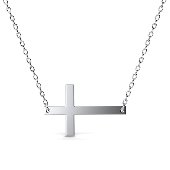 Cate & Chloe Nancy 18k White Gold Plated Cross Pendant Necklace for Women, Gift for Her
