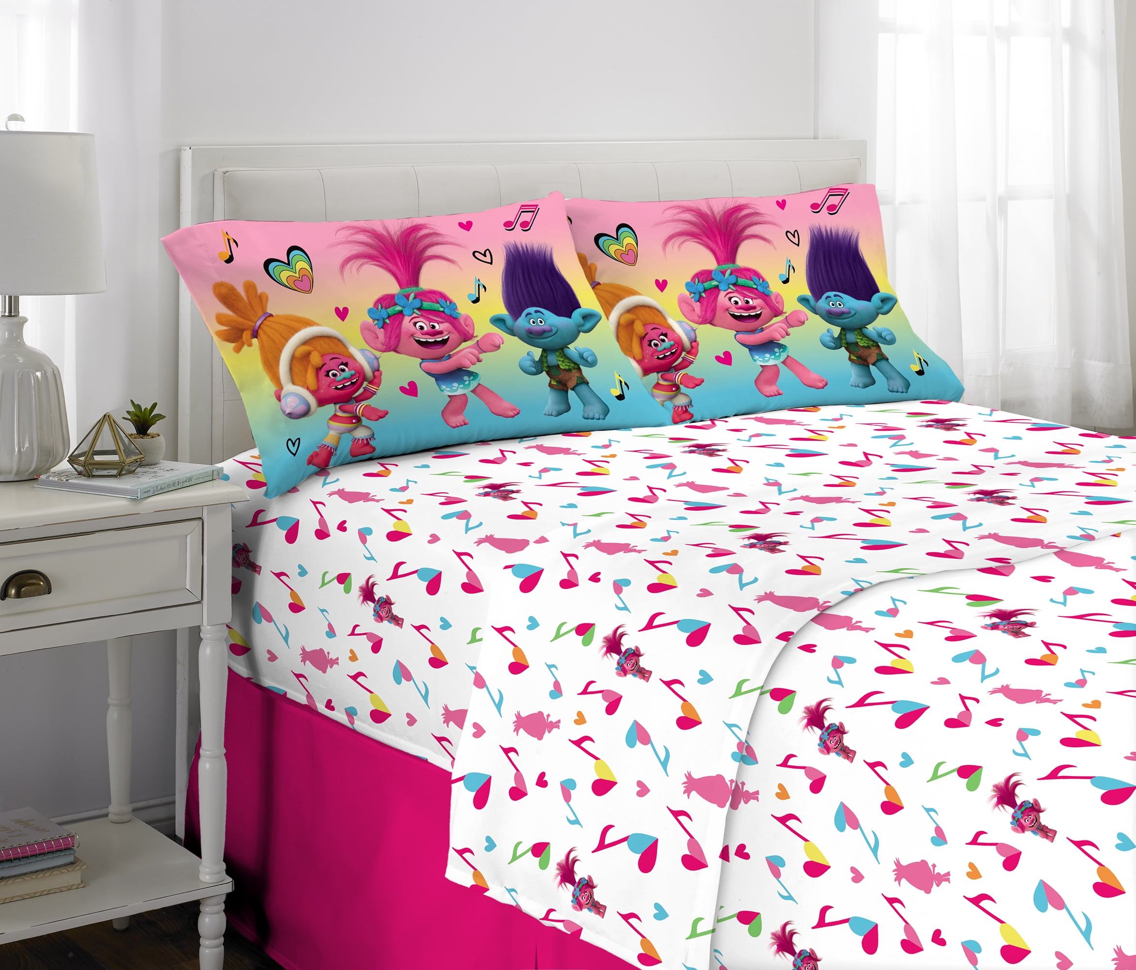 Trolls Sheet Set, Kids Bedding, 4Piece Full Size