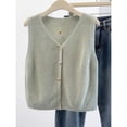 thumbnail image 4 of Wyongtao Womens Sweater Vest Knitted V Neck Sleeveless Button Down Cardigan Lightweight Casual Trendy Fall Clothes (L, Army Green), 4 of 7