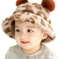 thumbnail image 4 of Seyurigaoka Baby Girls Boys Flush Hat Leopard Print Faux Fur Bucket Hat Fuzzy Warm Winter Hat Fisherman Cap for Toddler Kids, 4 of 9
