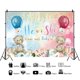 thumbnail image 1 of 7x5ft Bear Gender Reveal Baby Shower Party Backdrop Boy or Girl Blush Pink Blue Floral Photography Background Party Decor Blue and Pink Balloons Gold, 1 of 4