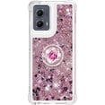 thumbnail image 2 of Case for Motorola Moto Edge 5G 2024 Case Glitter Liquid with Ring Kickstand, Cute Clear Flowing Quicksand Soft TPU Protective Grils Women Bling Case for Moto Edge 5G 2024 Rose Gold YBR, 2 of 7