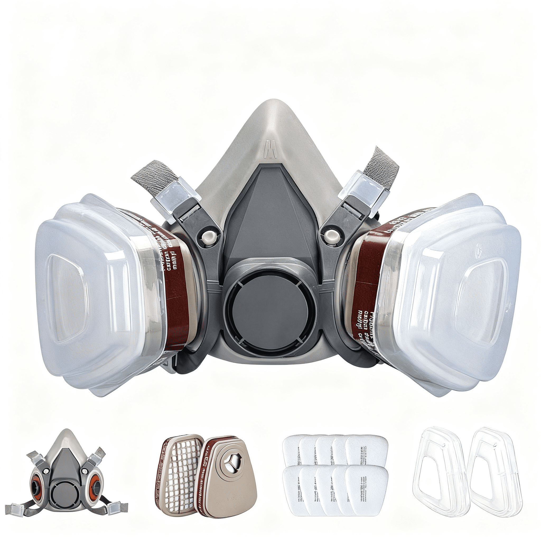 15-in-1 Half Face Mask Reusable Respirator with Organic Vapor Cartridges