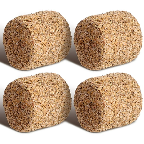4 mini bloques de heno, pequeños bloques decorativos de heno para mesa, decoración rústica para habitaciones.