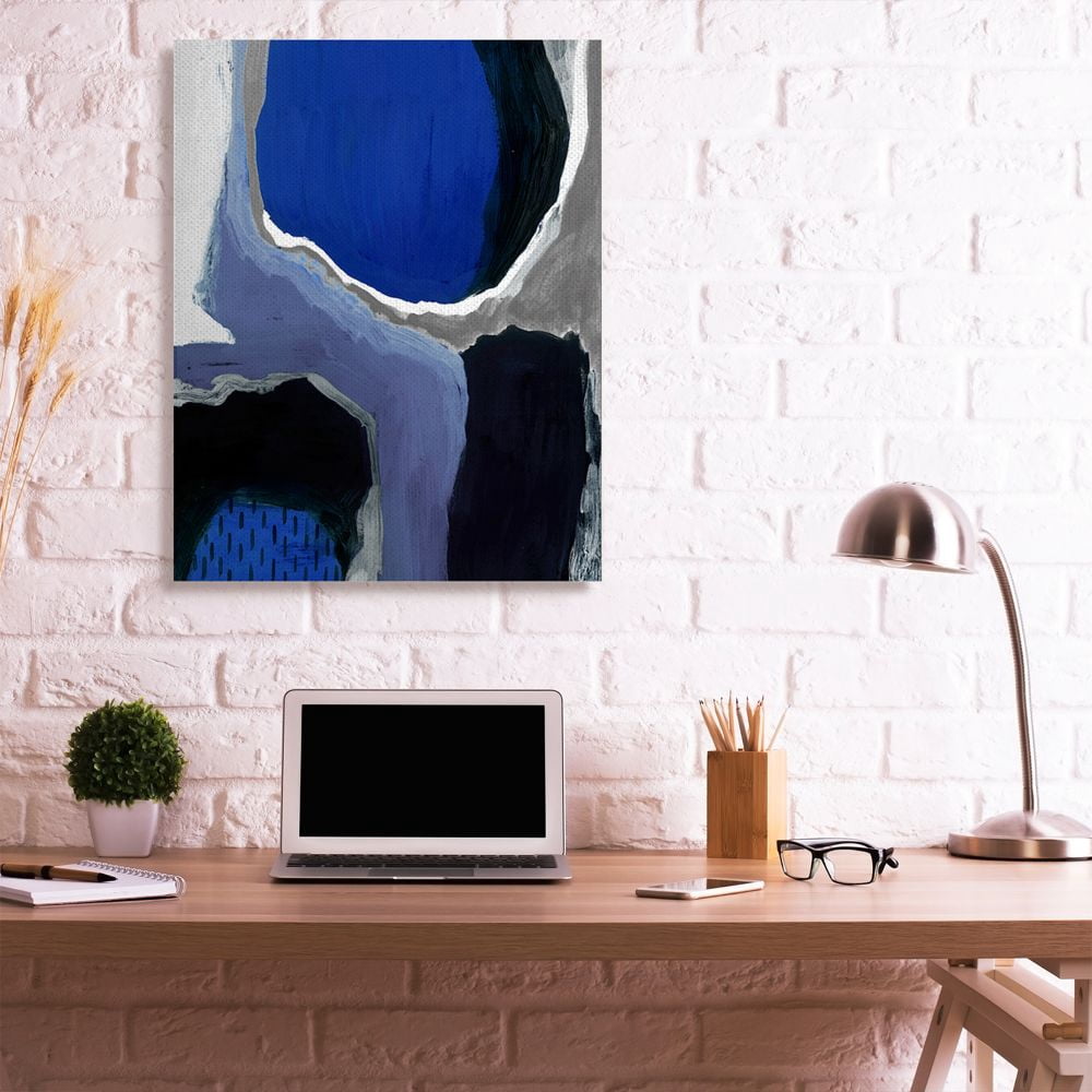 Stupell Industries Abstract Masculine Cobalt Blue Grey Black Design Canvas Wall Art Design by Studio W, 36" x 48"