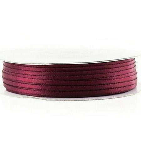 Wine Double Faced Satin Ribbon - 1/16th Inch Width - 100 Yards