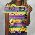 thumbnail image 6 of Gamivast Carnival Theme Shirts for Women Funny Mask Graphic Short Sleeve Tee Tops Casual Loose Crew Neck Trendy Pullover Party Tunic Dressy Blouses Mardi Gras Day T-Shirt, 6 of 6