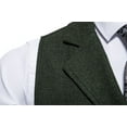 thumbnail image 4 of SWSMCLT Men's Cotton Sleeveless Suit Vest Single Breasted Waistcoat Business Formal Notch Collar Dark Green 36, 4 of 5