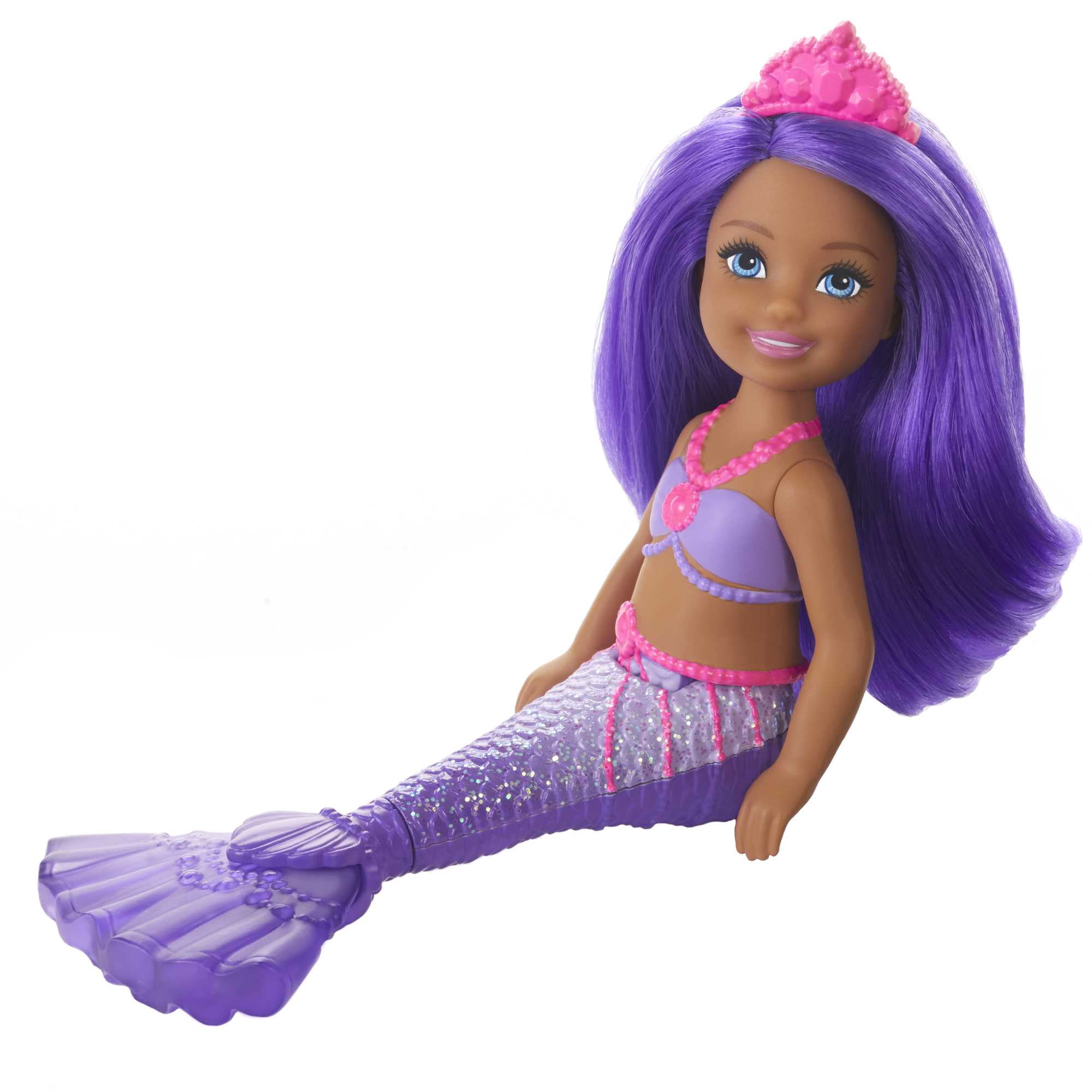 Barbie Dreamtopia Chelsea Mermaid Small Doll with Purple Hair & Tail, Tiara Accessory (6.5 inch)