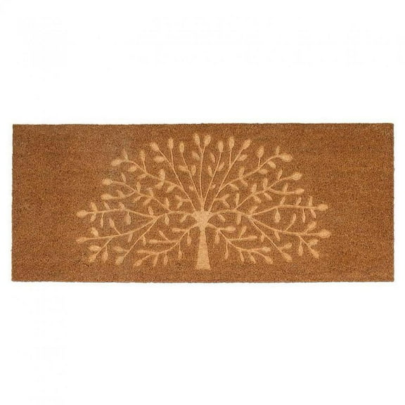 Abbott Tree of Life Doormat – Extra-Wide Coir & PVC, Embossed Tree Design, 18x46" – Long Natural Doormat, Symbolic Entryway Decor