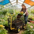 thumbnail image 6 of GDF Studio Heavy-Duty Garden Cart, Utility Truck with Inflatable Tires and Steel Frame, Wood Transporting Cart, Black, 6 of 12