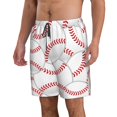 thumbnail image 2 of Wukai Baseballs Print Beach Trunks with Compression Liner Swimsuit Quick Dry Beach Sports Shorts with Pocket-Large, 2 of 8