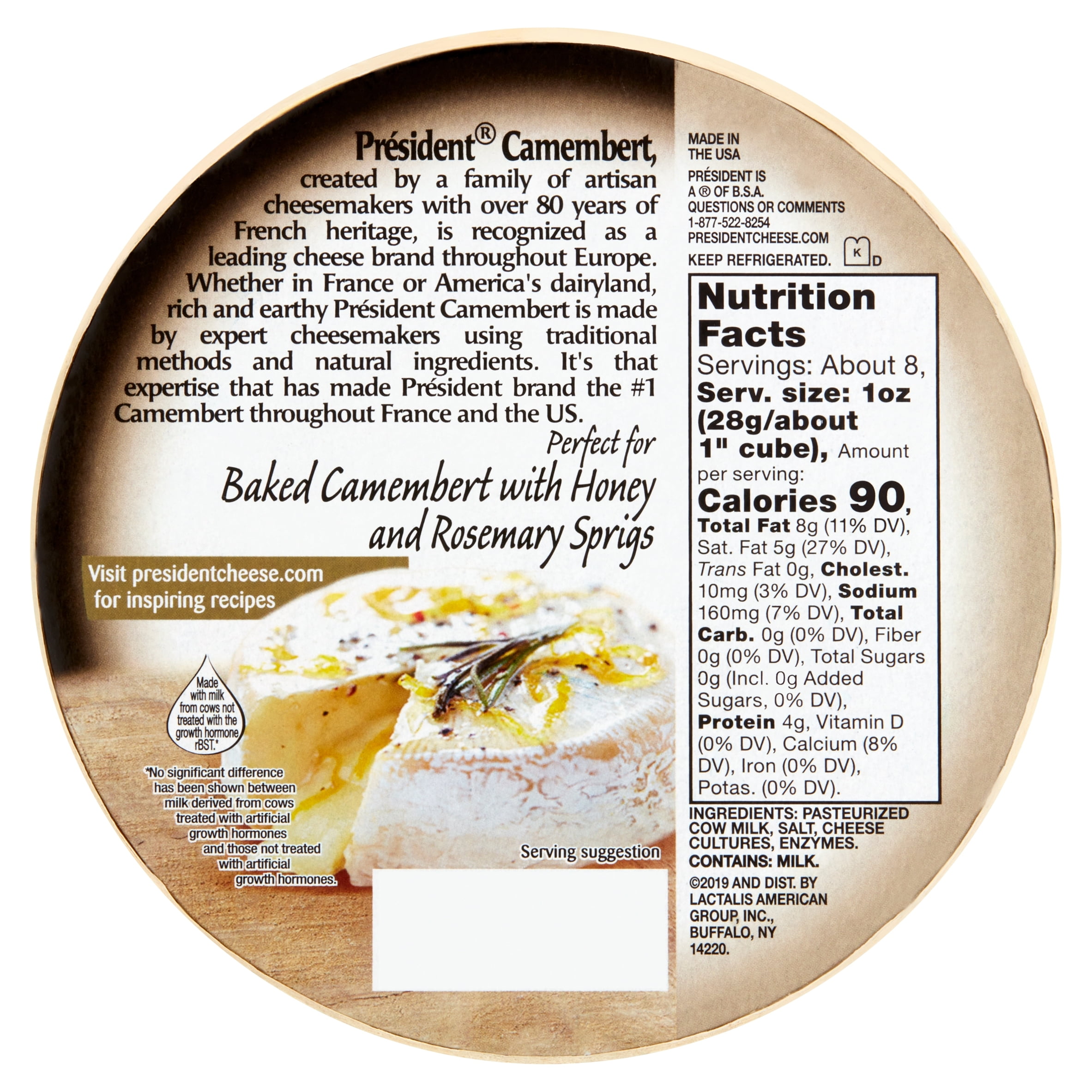President Camembert Soft-Ripened Cheese, 8 oz (Refrigerated)