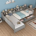 thumbnail image 4 of Harper & Bright Designs Twin Size Day Bed for 2, L- Shape Twin Size Platform Bed with Storage Drawers, Wooden Corner Bed with Bookshelf, Corner Bed Frame for Bedroom, Grey, 4 of 18
