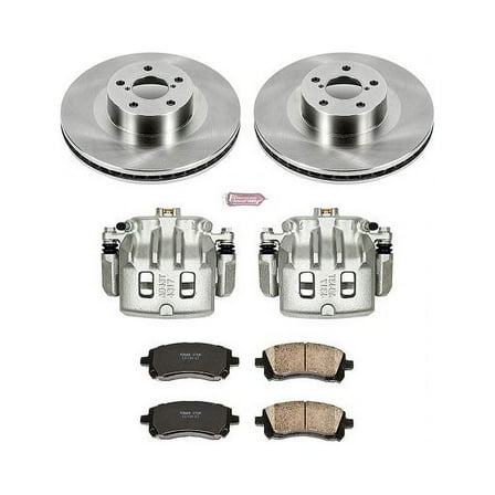 PowerStop Front Stock Replacement Brake Pad and Rotor Kit with Calipers Fits: SUBARU Select Models KCOE2369