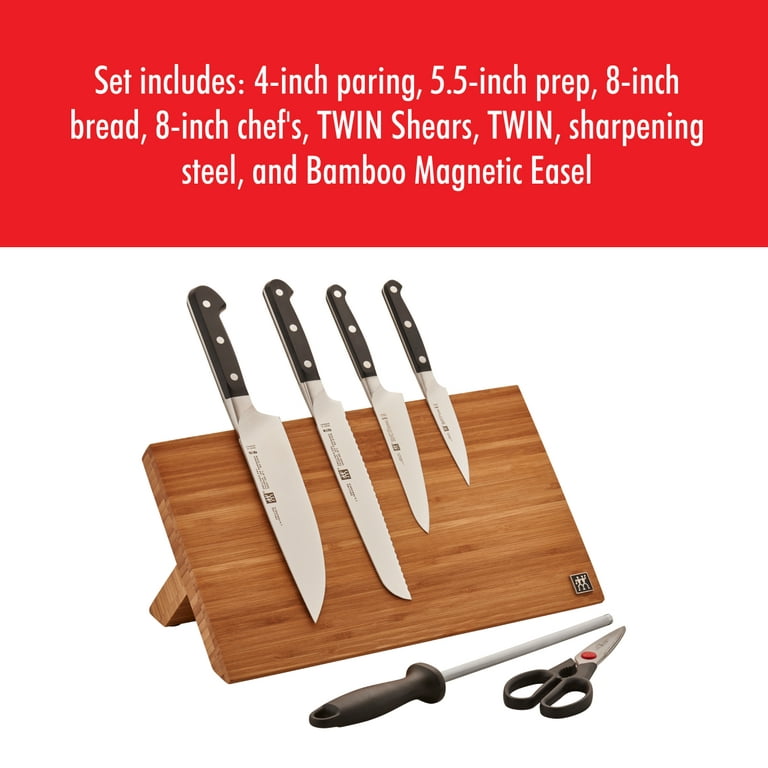 Zwilling Pro 7-Piece Knife Set with 17.5 Stainless Magnetic Knife Bar