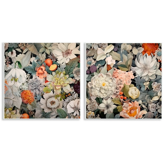 Stupell Industries Striking Botanical Floral Plants & Flowers Painting Unframed Art Print Wall Art, 12 x 12, Set of 2