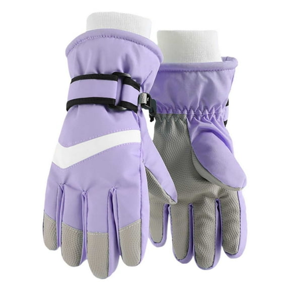 Fgnfyis Kids Ski Gloves Thick Velvet Cycling Skiing Cold Weather Insulated Boys Girls Winter Gloves Soft Mittens Purple M