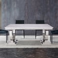 thumbnail image 6 of Benjara Dining Table with Circular Metal Accent Base- Silver, 6 of 6