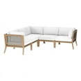 thumbnail image 2 of Modway Clearwater Outdoor Patio Teak Wood 5-Piece Sectional Sofa in Gray White, 2 of 5