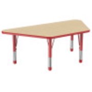 ECR4Kids 30in x 60in Trapezoid Everyday T-Mold Adjustable Activity Table Maple/Red - Chunky Leg