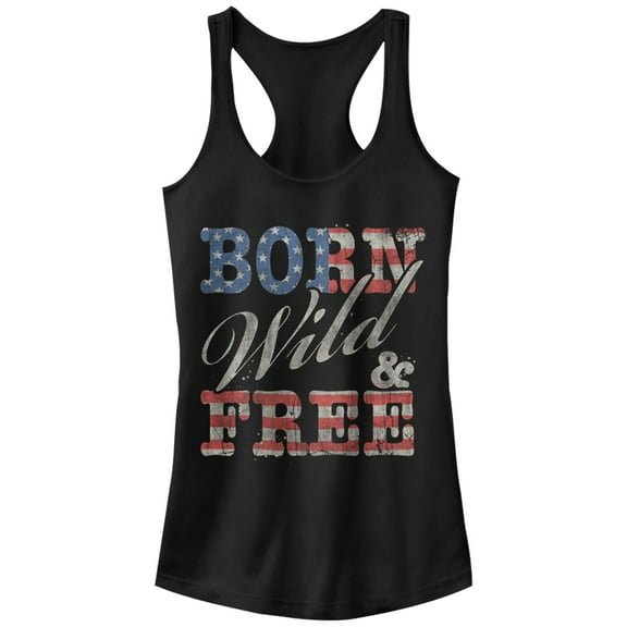 Junior's Lost Gods Born Wild and Free Racerback Tank Top Black 2X Large
