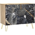 thumbnail image 3 of PixonSign Sideboard Buffet Cabinet, Kitchen Storage Cabinet with 2 Doors, Black & Gold Marble Granite Patterns, Cupboard Console Table for Dining Room - 35" L x 18" W x 29" H, 3 of 5