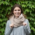 thumbnail image 2 of Soft Beige - Cable Knit & Faux Fur Infinity Scarf, 2 of 7