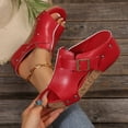 thumbnail image 4 of Sandales à Semelle en Liège Sans Dos pour Femmes, à Enfiler, en Cuir, à Bout Ouvert, Sabots Légers Antidérapants, Claquettes de Marche, Rouges, Taille 7, 4 of 9