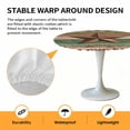 thumbnail image 2 of Elastic Fitted Round Tablecloth, Western Texas Star Vintage Waterproof Stretch Table Cover for 36"-44" Tables, Retro Farmhouse Brown Green Wooden Washable Outdoor Tablecloths for Patio, Picnic, 2 of 9