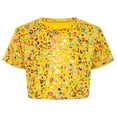 thumbnail image 2 of LiiYii Kids Girls Sparkly Leopard Print Jazz Hip Hop Disco Dance Crop Tops Dancewear Short Sleeve T-Shirt Yellow 11-12, 2 of 7
