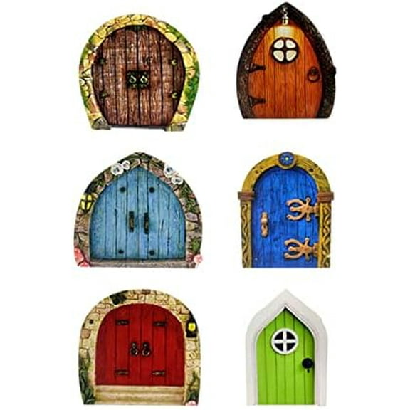 GDDFZ 6 Pcs Fairy Door for Trees, Miniature Fairy Garden Outdoor Decor Accessories