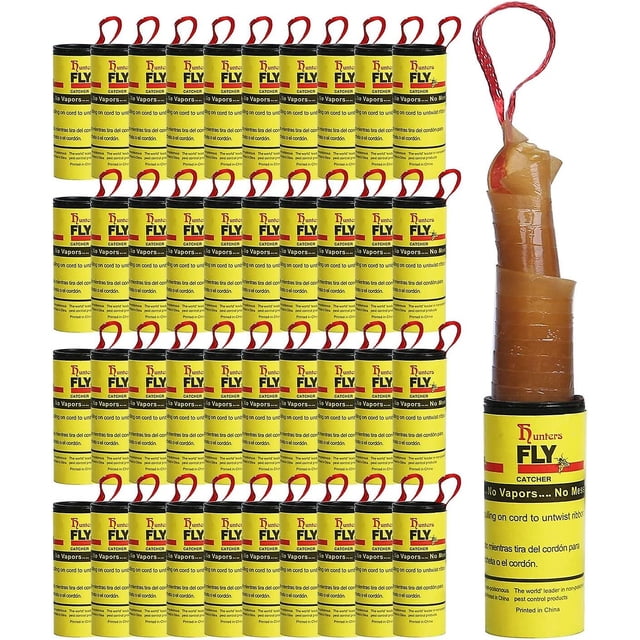Tiras adhesivas para trampas para moscas Rollos de pegamento para atrapamoscas, cinta para moscas contra mosquitos de hongos Moscas de frutas y moscas de frutas para interiores y exteriores 40 piezas