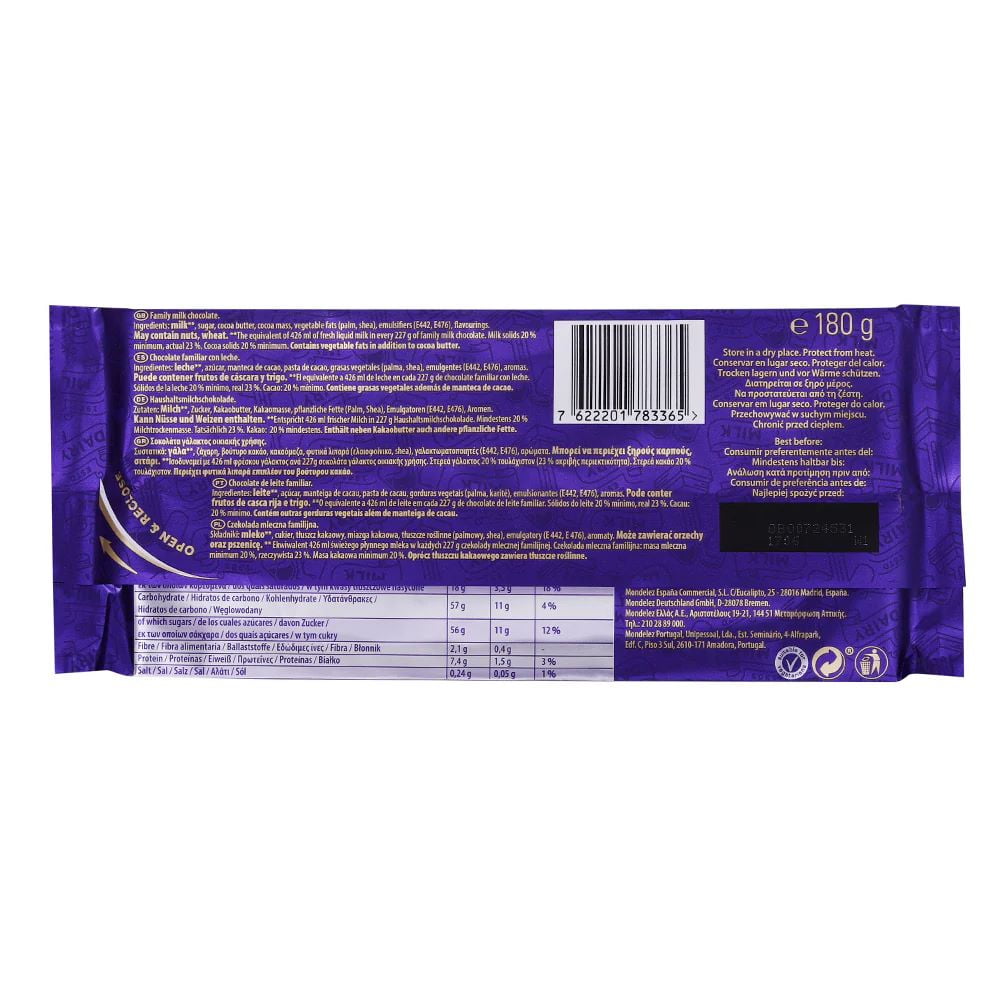 Cadbury Dairy Milk Chocolate 180g (Pack of 2)