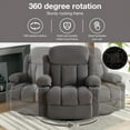thumbnail image 3 of 24" Width Swivel Recliner Chair, HSUNNS Rocker Reclining Chair with Massage and Heat Function, USB Port, Cup Holders and Pockets, Living Room Single Sofa Nursery Lounge Chair, Light Gray, 3 of 12