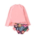 thumbnail image 1 of HAWEE Little Girls Two Pieces Rash Guard Swimsuit Set Long Sleeve Print Bikini Bathing Suit UPF50+ Beach Swimwear, 1 of 2