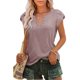 thumbnail image 2 of Tops de verano para mujer, camisa informal de color puro con cuello en V y manga de pétalo para mujer, para fiesta, oficina, compras, rosa, L, 2 of 5