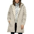 thumbnail image 5 of Winter Mid Length Jacket Womens Thicken Sherpa Fleece Lined Over Coat Polka Dots Printed Hooded Zipper Sweatshirts (S, Beige-Dots), 5 of 7