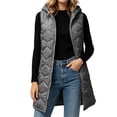 thumbnail image 5 of KICILVS Puffer Vest Womens Full Zip Up Hooded Gilet Long Length Padded Coat Lightweight Sleeveless Vest, 5 of 8