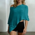thumbnail image 2 of Lightweight Knit Hollow-Out Asymmetric Poncho Shawl for Women Solid Color Beach Cover-Up for Summer Vacation, 2 of 8