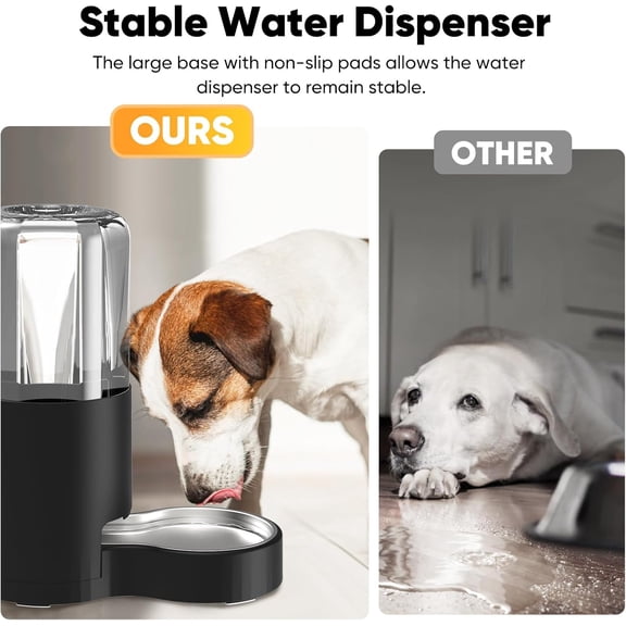 7L Automatic Dog Water Dispenser with Stainless Steel Bowl, Gravity Pet Water Feeder No Spill Large Capacity for Cats and Dogs