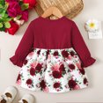 thumbnail image 4 of Mikrdoo Infant Girls Dress Rose Print 12 Months Baby Girls Fake Two Pieces Fall Winter 18 Months Baby Girls Bow Long Sleeve Dress One Piece Casual Dress Red, 4 of 8