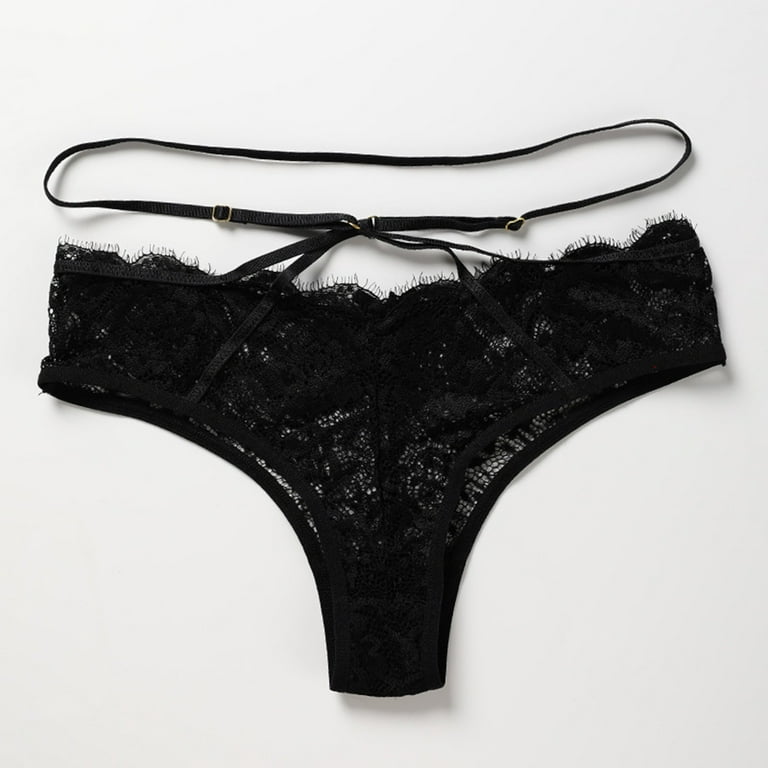 HUPOM Ladies Panties Panties For Women Briefs Activewear Sash Tie Drop Waist  Black XL 